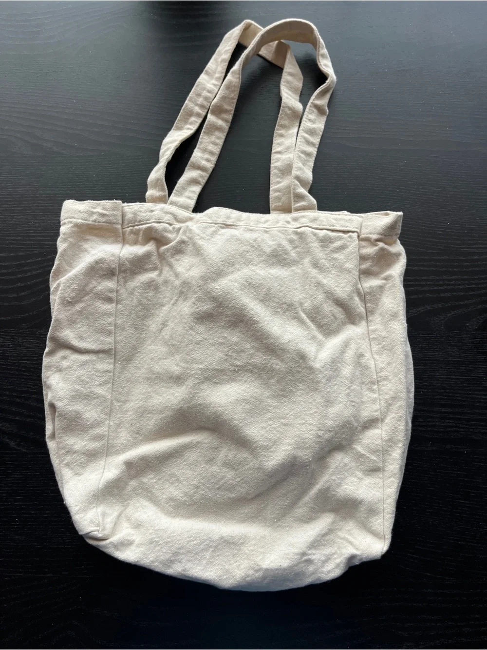 Natural Cotton Tote Bag Blue Geometric Graphic Print 12x12 Off-White Canvas